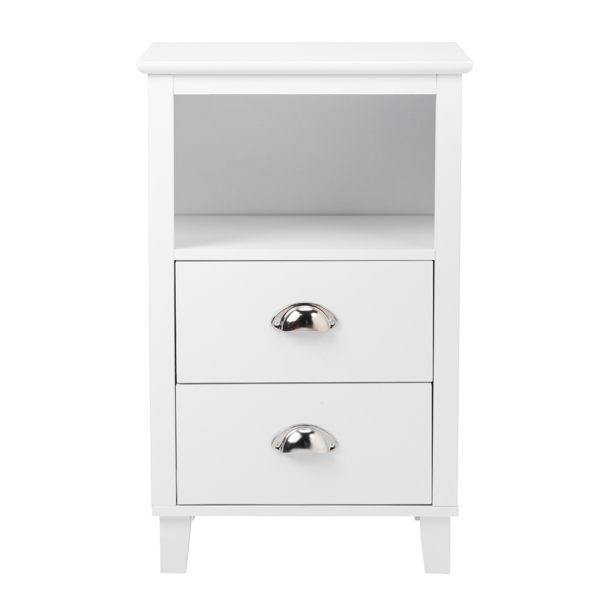 FCH 40*30*63cm Simple And Modern White Cabinet, MDF Spray Paint, High Legs, Two Drawers, Bedside Table