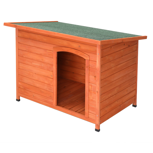Waterproof Wood Dog House Pet Shelter Natural Wood Color L