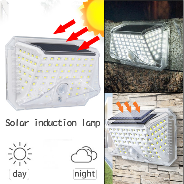 Solar Motion Sensor Light Outdoor, 90 LED Solar Power Lamp Outdoor Yard Porch Garden Patio Fence Light Wall Mounted Lamp(2Pcs-White)