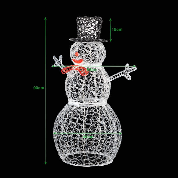 3ft Clear Acrylic with 100 String Lights Garden Snowman Decoration