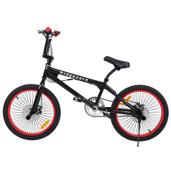  BMX Fahrrad 20 Zoll Freestyle 360° Rotor-System,Freestyle 4 Pegs BMX Bike (Schwarz + Rot)