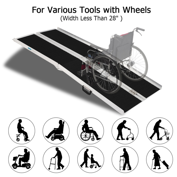 6FT Four-section Non-Skid Folding Lightweight Aluminum Alloy Wheelchair Scooter Mobility Ramps