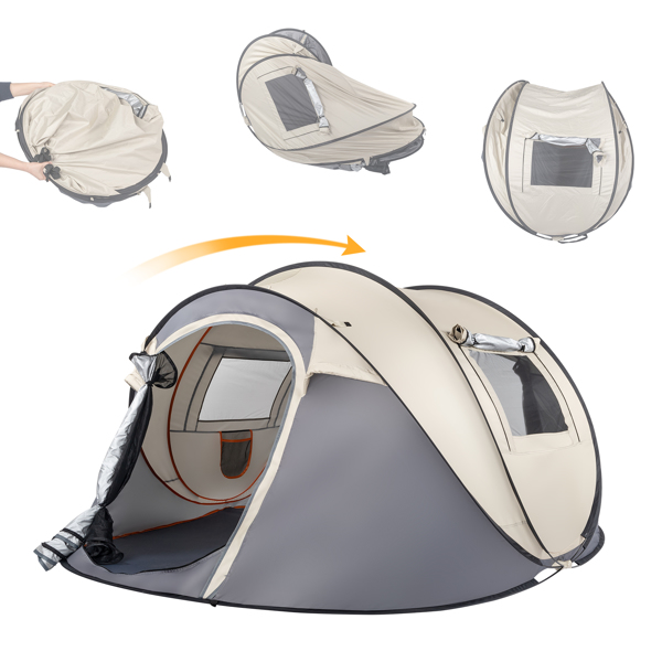 Camping Tent, 4 Person Pop Up,Easy Setup For Camping/Hiking/Fishing/Beach/Outdoor,Etc