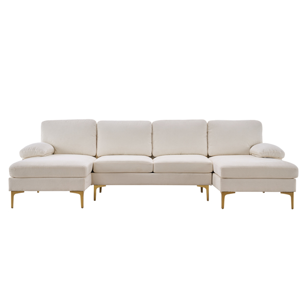  U-Shaped 4-Seat Indoor Modular Sofa Creamy-White
