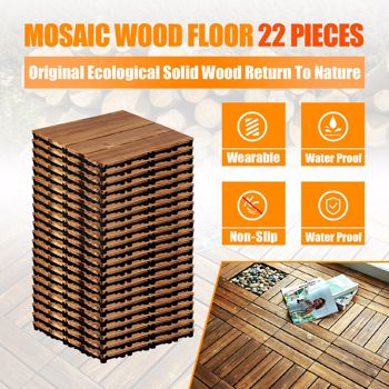 22 Stück Garten Holzfliesen Terrassenfliese Bodenfliesen Platten Holz 30x30cm