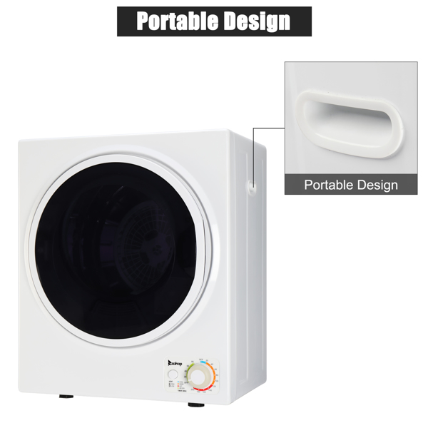 【Do not sell on Amazon】ZOKOP GYM25-78 Compact Portable Household clothes Dryer 1.6cuft with Stainless Steel Drum Black and White 120V MECHANICAL Control ETL Certification