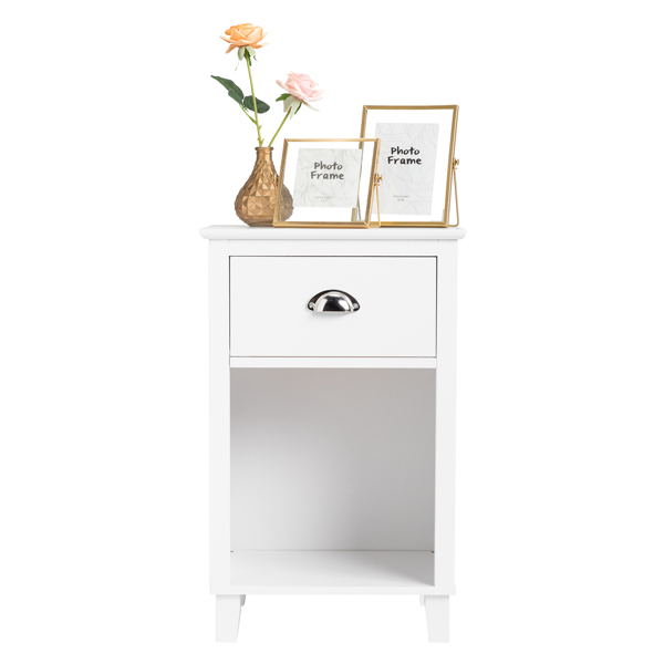 FCH 40*30*63cm Simple And Modern White Cabinet, MDF Spray Paint, High Legs, Two Drawers, Bedside Table