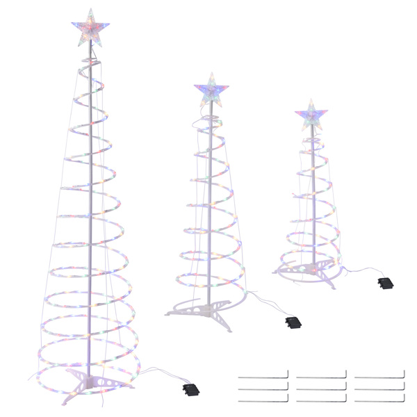 LED Christmas Lights Set contains 3 pieces of spiral LED Christmas tree with star finial Freely choose Twinkle or Steady-on mode for restaurant;  exhibition;  garden;  patio;  balcony;  yard and so on