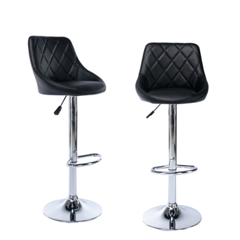 【This product does not support return, please do not purchase return guarantee service】Better Bar Stool,Swivel Stool,With Backrest and Footrest, Dining Chair, Set of 2,Adjustable Height,PU ,Black 