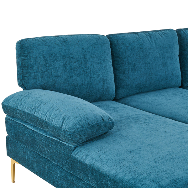 U-Shaped 4-Seat Indoor Modular Sofa Blue-Green Color