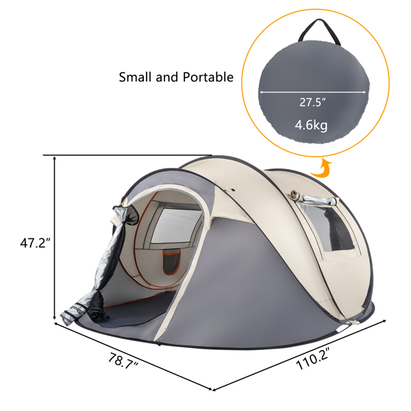 Camping Tent, 4 Person Pop Up,Easy Setup For Camping/Hiking/Fishing/Beach/Outdoor,Etc