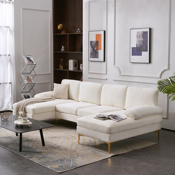  U-Shaped 4-Seat Indoor Modular Sofa Creamy-White