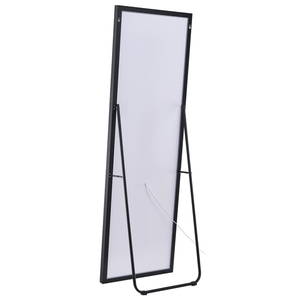 FCH Aluminum Alloy Right-Angle Rectangle 63*20in Can Stand Can Hang Three-tone Lighting Adjust Brightness Power-off Memory Full-length Mirror Black