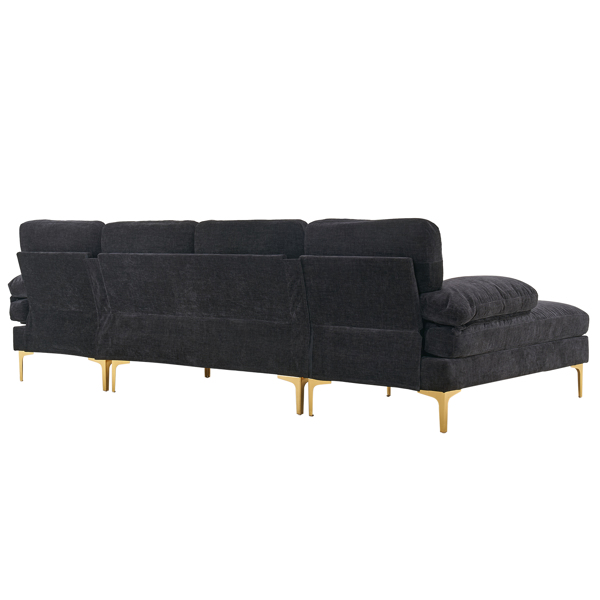 U-Shaped 4-Seat Indoor Modular Sofa Black