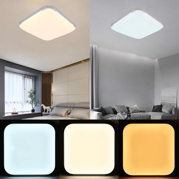 LED Ceiling Lights 48 W Dimmable Warm White, Neutral White, Cool White, with Remote Control, No Flash No Noise for Living Room, Children's Room, Bedroom, Hallway, Kitchen, Office [Energy Class