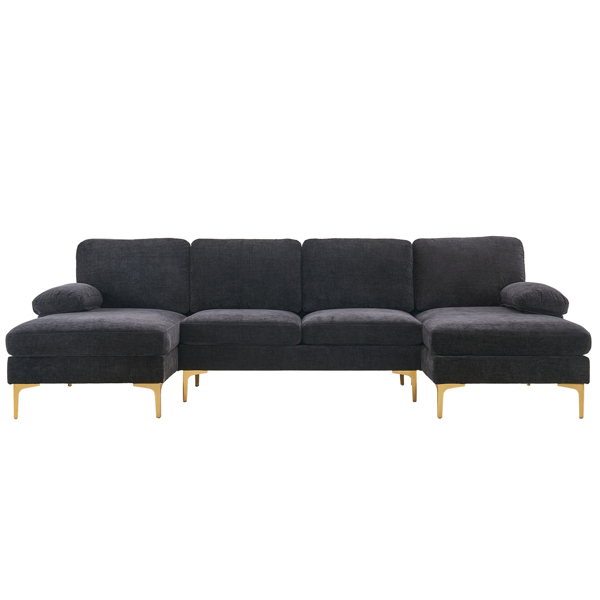 U-Shaped 4-Seat Indoor Modular Sofa Black