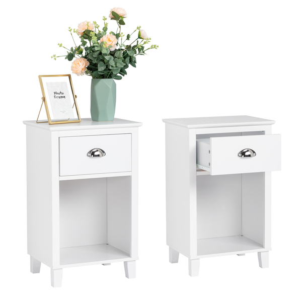 FCH 40*30*63cm Simple And Modern White Cabinet, MDF Spray Paint, High Legs, Two Drawers, Bedside Table