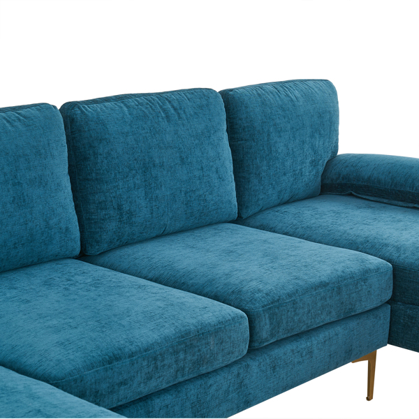 U-Shaped 4-Seat Indoor Modular Sofa Blue-Green Color