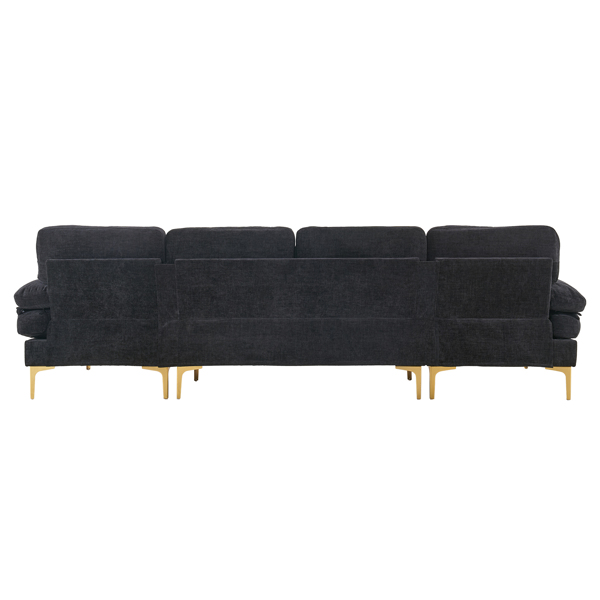 U-Shaped 4-Seat Indoor Modular Sofa Black