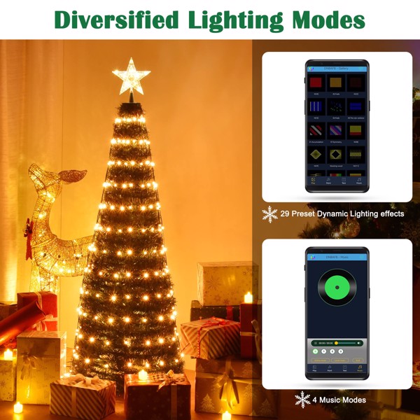 Christmas Tree with Lights; Artificial Christmas Tree Prelit; 5Ft 205 LED Smart Christmas Tree with Bluetooth Control; Schedule&Timer Control; Waterproof for Indoor Outdoor Xmas Decorations（No shippin