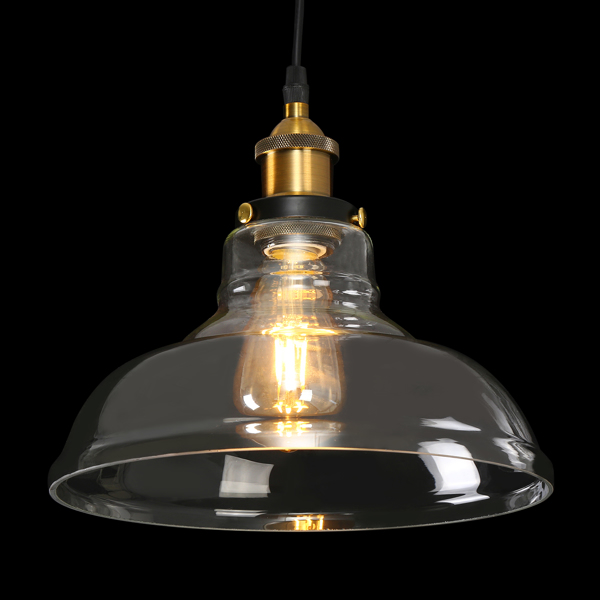 Retro Clear Glass Ceiling Pendant Industrial Light Shade Chandelier with Bulb