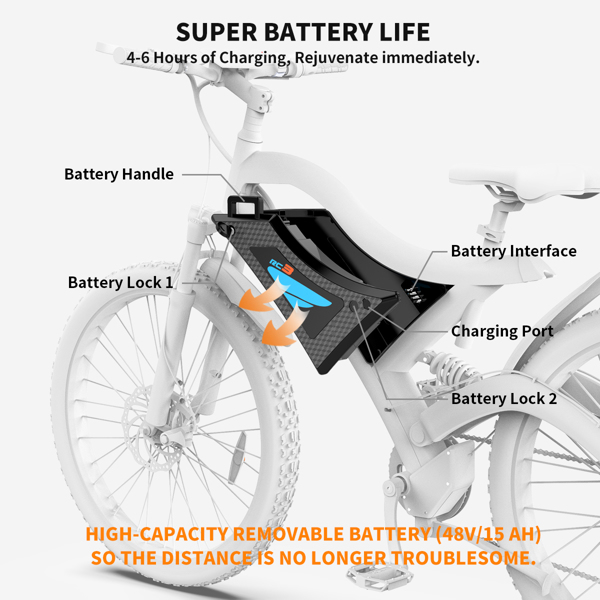 AOSTIRMOTOR 48V15AH Li-Battery fit for S18 S18-1500W Electric Bikes