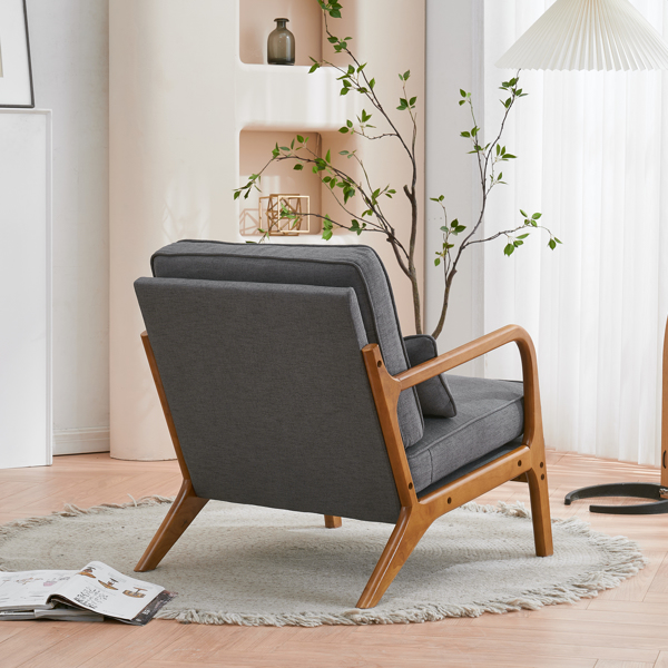 Oak Armrest Oak Upholstered Single Lounge Chair Indoor Lounge Chair Dark Grey