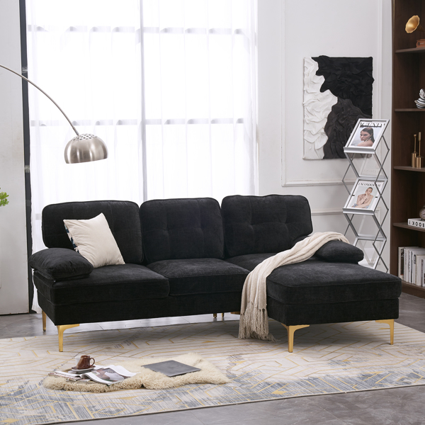 Three-Seat Simple And Stylish Indoor Modular Sofa Black