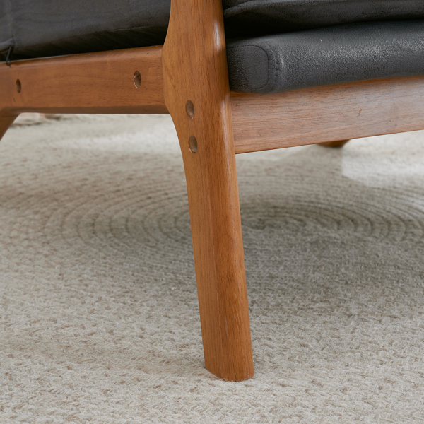 Oak Armrest Oak Upholstered Bronzing Cloth Single Lounge Chair Indoor Lounge Chair Dark Grey