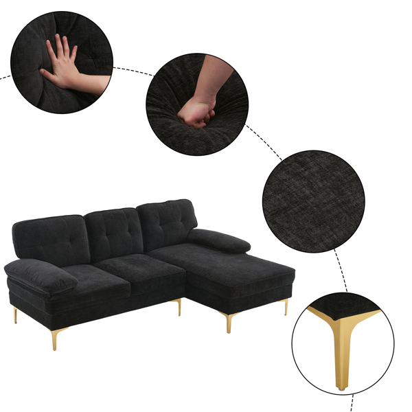 Three-Seat Simple And Stylish Indoor Modular Sofa Black