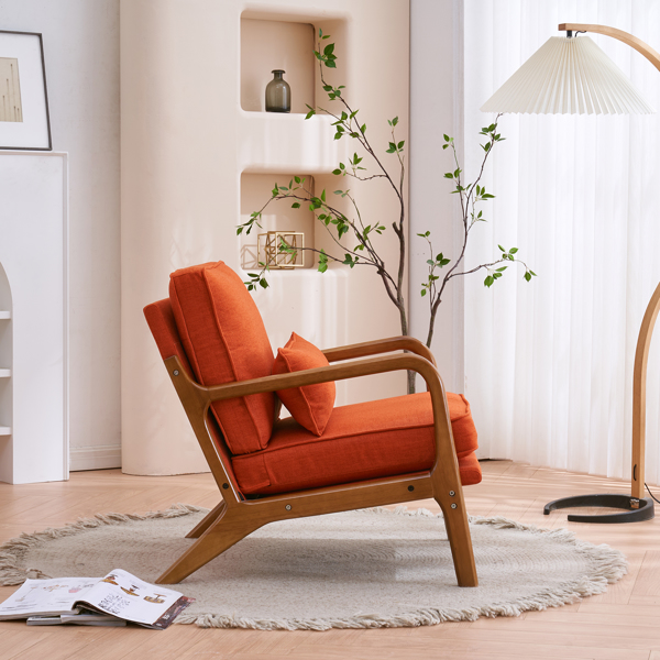 Oak Armrest Oak Upholstered Single Lounge Chair Indoor Lounge Chair Burnt Orange Color