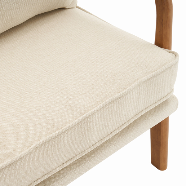Oak Armrest Oak Upholstered Single Lounge Chair Indoor Lounge Chair Off-White