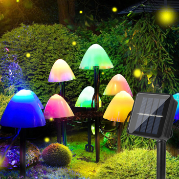 LED Mushroom Solar String Fairy Light Outdoor Garden Patio Landscape Decor Lamp