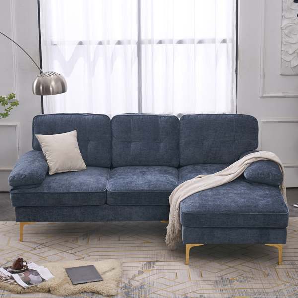 Three-Seat Simple And Stylish Indoor Modular Sofa Gray - Blue