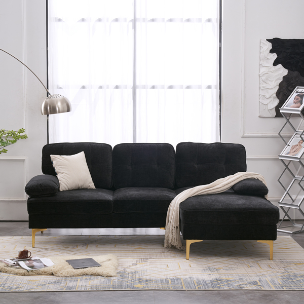 Three-Seat Simple And Stylish Indoor Modular Sofa Black