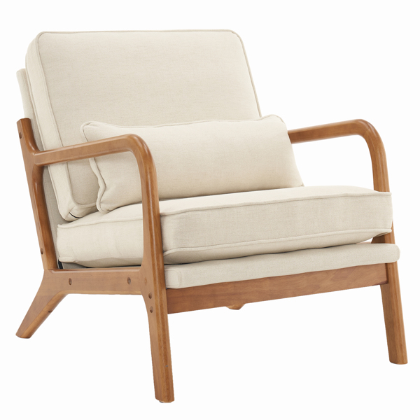 Oak Armrest Oak Upholstered Single Lounge Chair Indoor Lounge Chair Off-White