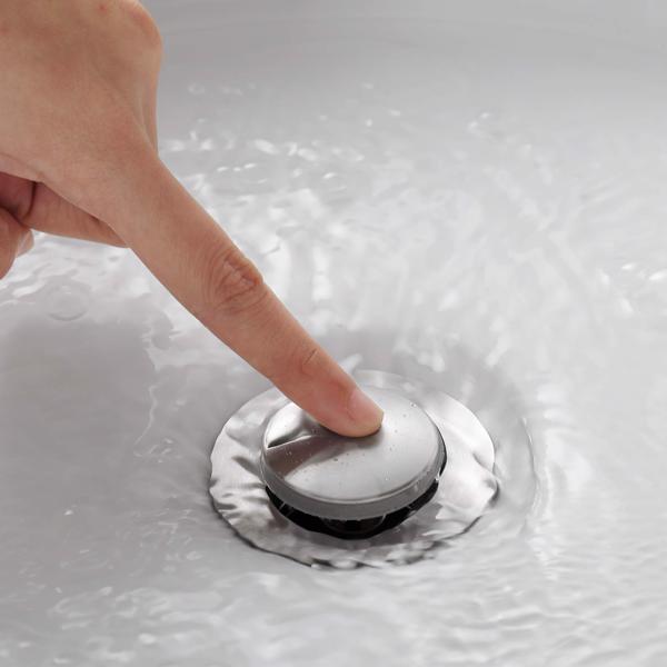 水槽排水塞浴室1.75英寸，带溢流防堵塞的弹出式排水不锈钢，用于容器水槽盥洗室盥洗盆排水，带滤网篮，拉丝镍。-7