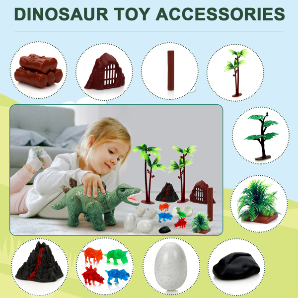 Dinosaur Plush, Remote Control Walking Dinosaur Toys for 3, 4, 5,6+ Years Old Boys, Repeat What You Say, Roar, Walk and Sing, 20PCS Stegosaurus Dinosaur Educational Toys for Kids, Toddlers and Girls