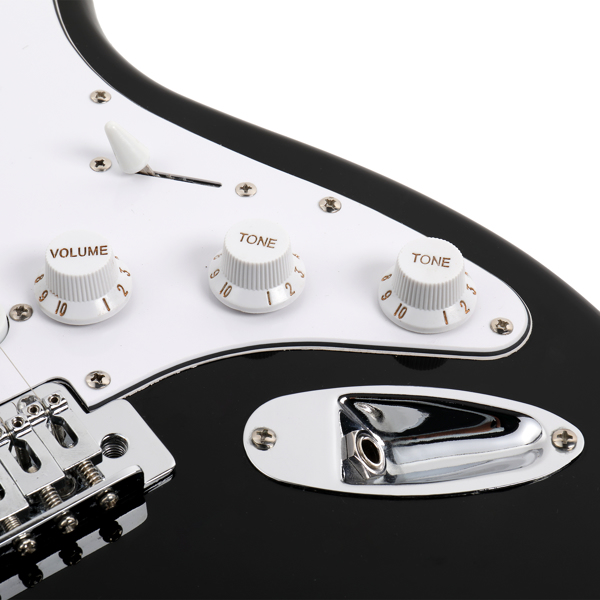 MCH MST Kit de guitare électrique élégant, Noir avec Pickguard Blanc