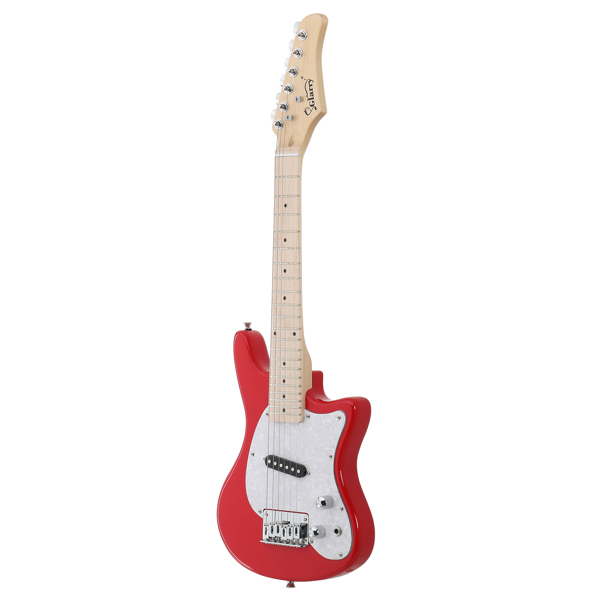【Do Not Sell on Amazon】Glarry 30in Maple Fingerboard Mini Electric Guitar Kit with 5W Amplifier Bag String Shoulder Strap Plectrum Cord Wrench Tool Red