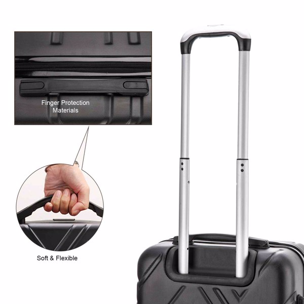 4 Piece Set Luggage Sets Suitcase ABS Hardshell Lightweight Spinner Wheels Black