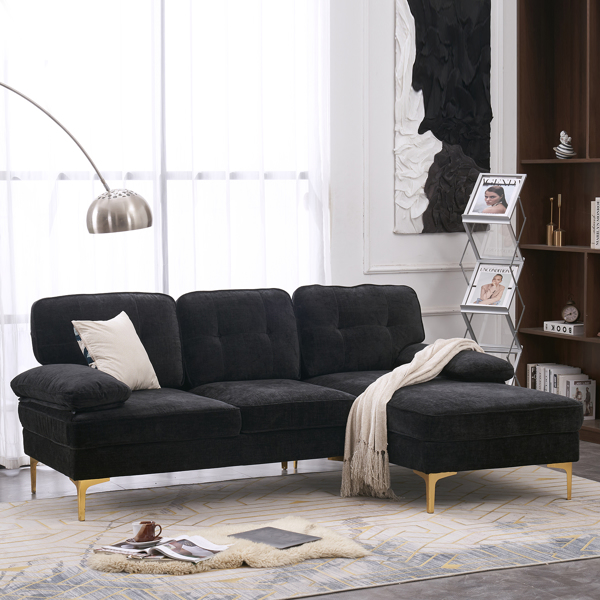 Three-Seat Simple And Stylish Indoor Modular Sofa Black