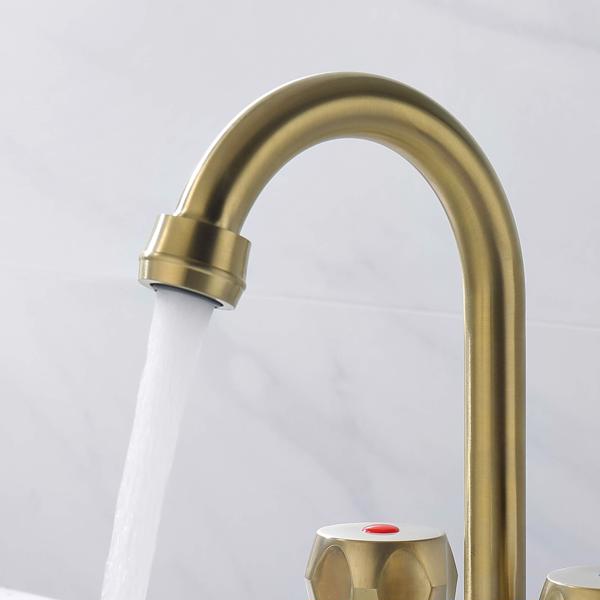 2 Handle Bathroom Sink Faucet, Centerset Bathroom Faucet with Pop-Up Sink Drain Stainless Steel with Overflow, Supply Utility Hose for Laundry Vanity,Brushed Gold 1.2 GPM