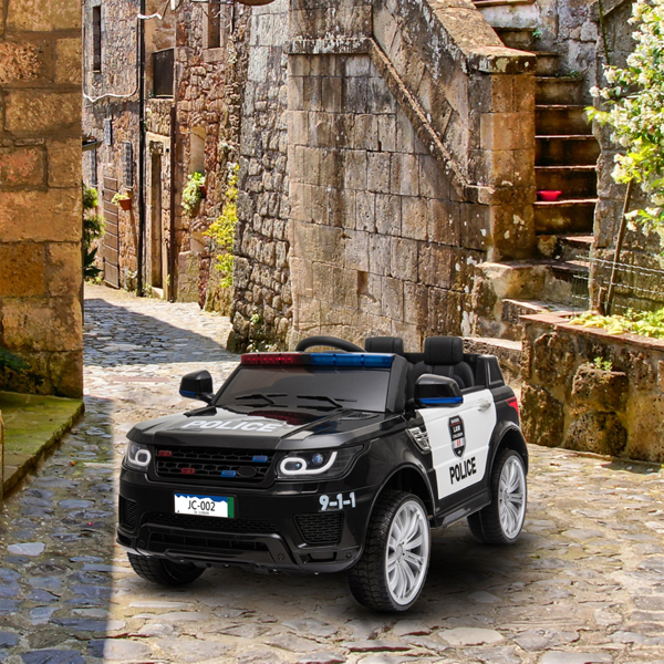 Dual Drive 12V 7Ah Police Car with 2.4G Remote Control Black 