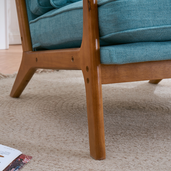 Oak Armrest Oak Upholstered Single Lounge Chair Indoor Lounge Chair Teal