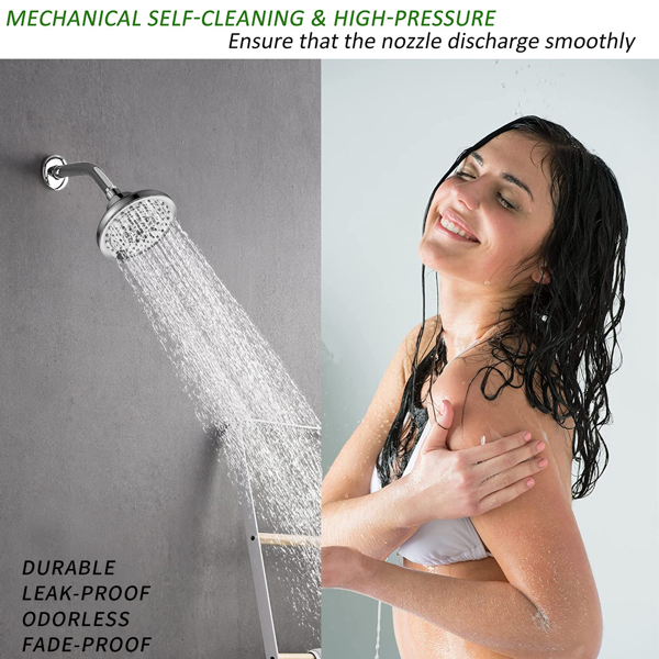 6喷头设置高压淋浴喷头5“雨水固定式淋浴喷头-镀铬可调节淋浴喷头，带防堵塞喷嘴，低流量易于安装【周末不发货，TK/TEMU订单仅支持自提】-8