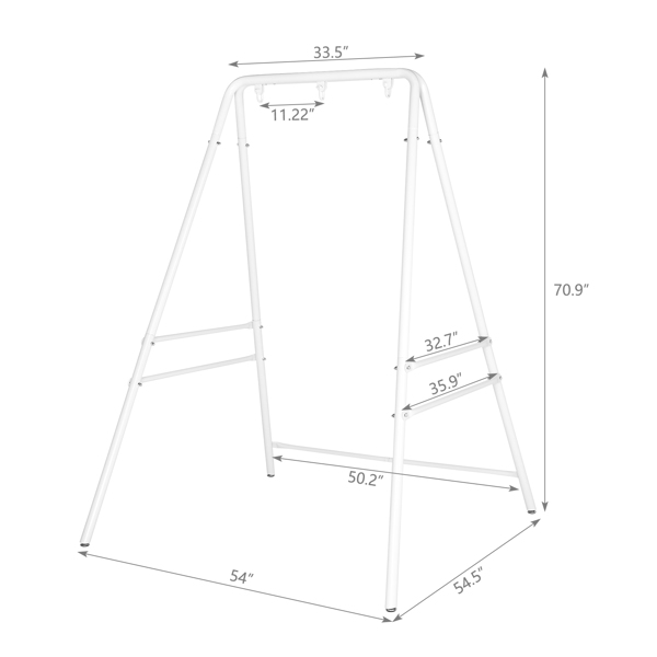 133*137*180cm Wrought Iron Four-Legged Standing 200kg Three Rings Hanging Chair Frame White