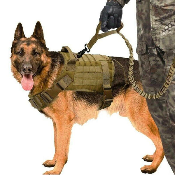 Tactical Dog Vest Harness Military Dog Training Vest Working Dog+Leash XL