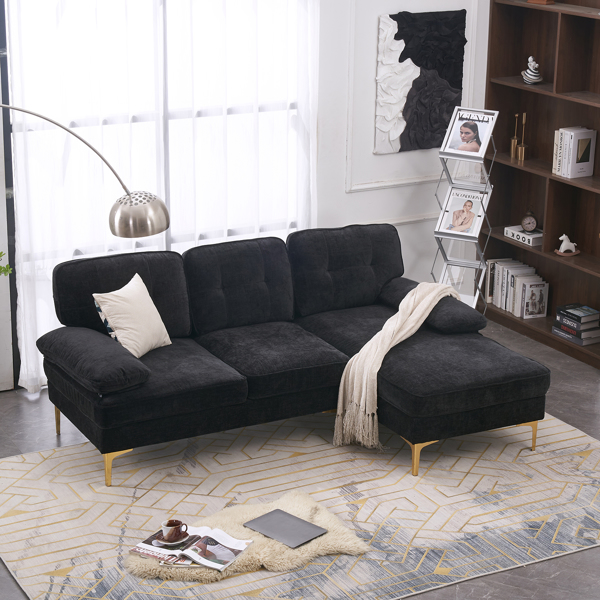 Three-Seat Simple And Stylish Indoor Modular Sofa Black