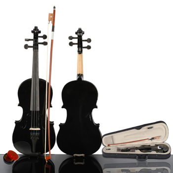 New 1/4 Acoustic Violin Case Bow Rosin Black